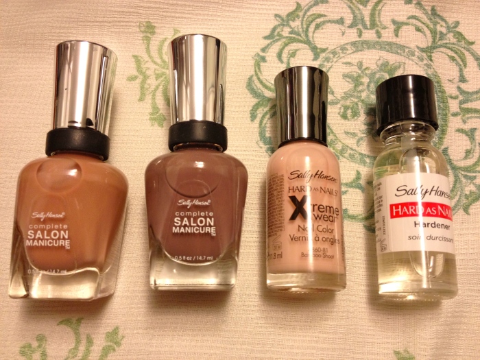 From L-R: Nude Now, Commander-In-Chic, Bamboo Shoot, Nail Hardener Base